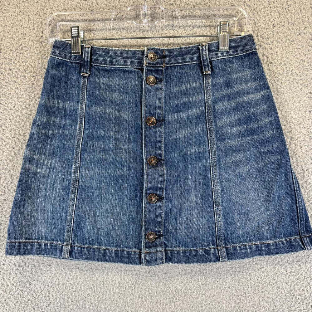 Abercrombie & Fitch Denim Mini Skirt 4 Y2k Preppy Sexy Mall girl Button Front - Picture 1 of 6